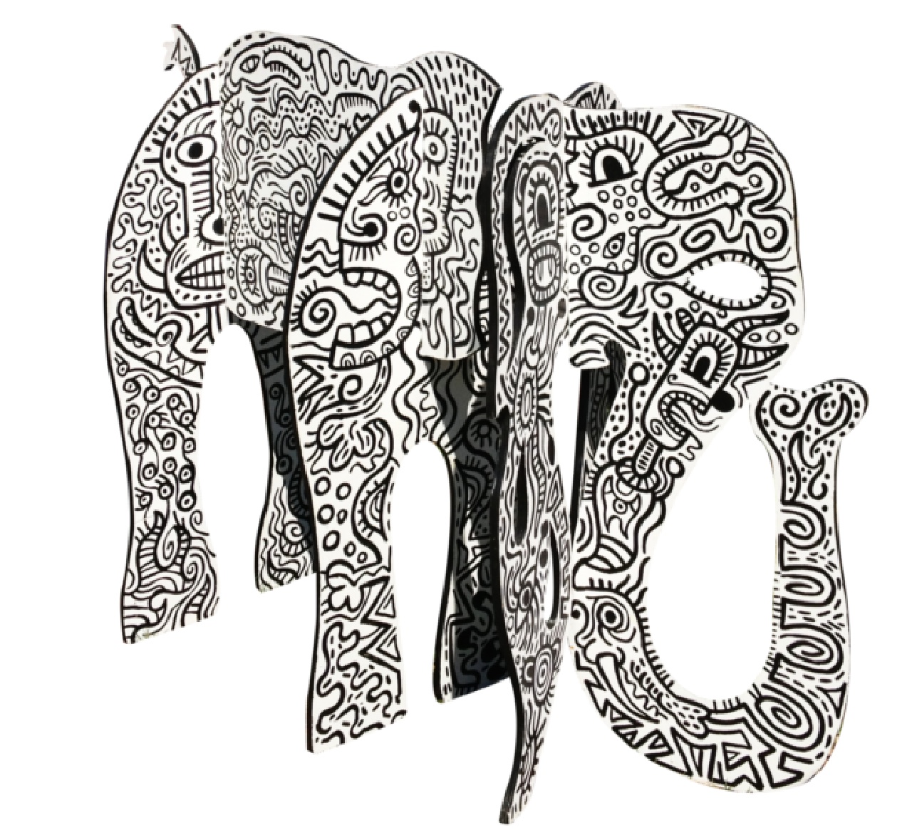 Black and White Elephant Animodule
